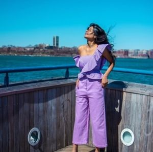 TIBI  GARMENT DYED TWILL CROPPED WIDE-LEG JEAN new